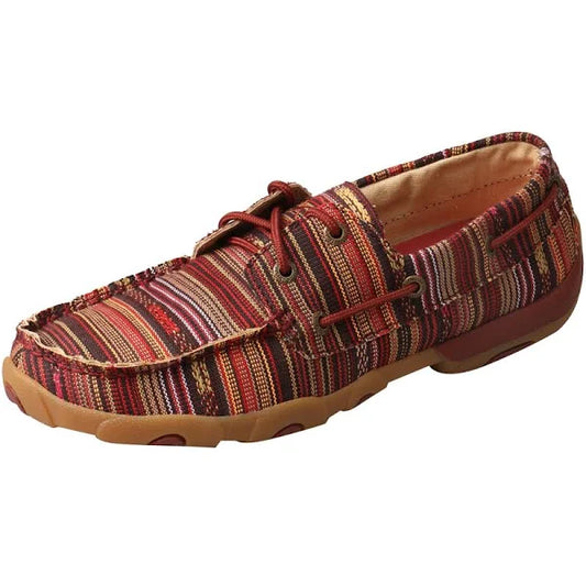Twisted X Women's Driving Mocs Multi Red Canvas